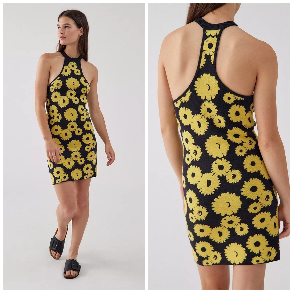 UO Charly Sunflower knit mini dress size M